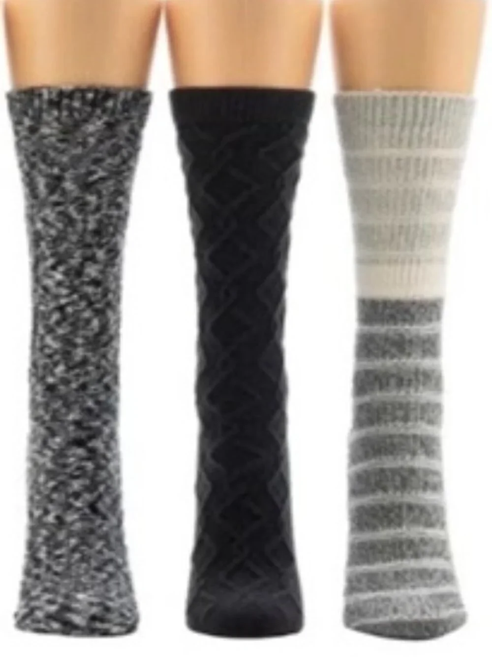 Bearpaw Women's Black Boot Socks 6-Pair Pack Knit Soft Cable Shoe Size 4-10 NWT